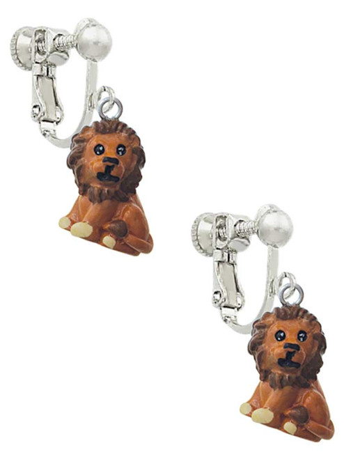 Resin Tan Lion Clip On Earrings