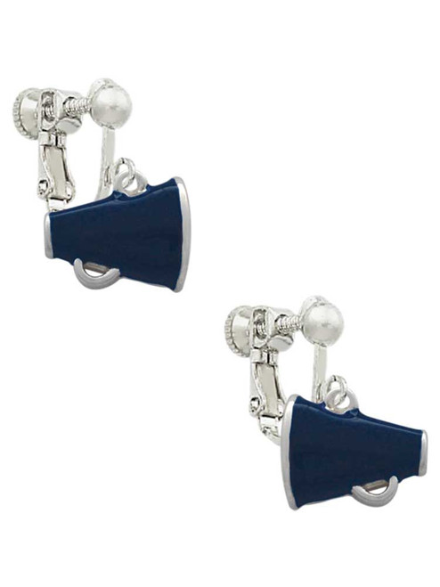 Small Navy Blue Megaphone Clip On Earrings