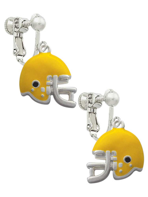 Small Yellow Football Helmet Clip On Earrings
