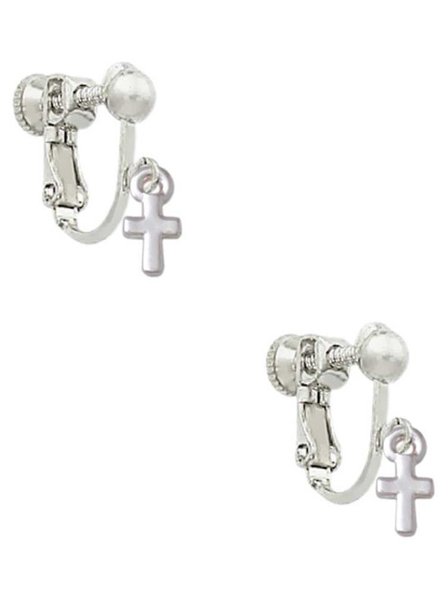 Super Mini Simple Cross Clip On Earrings