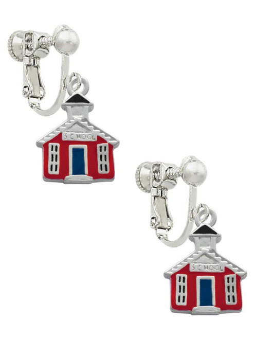 Red School House Clip On Earrings