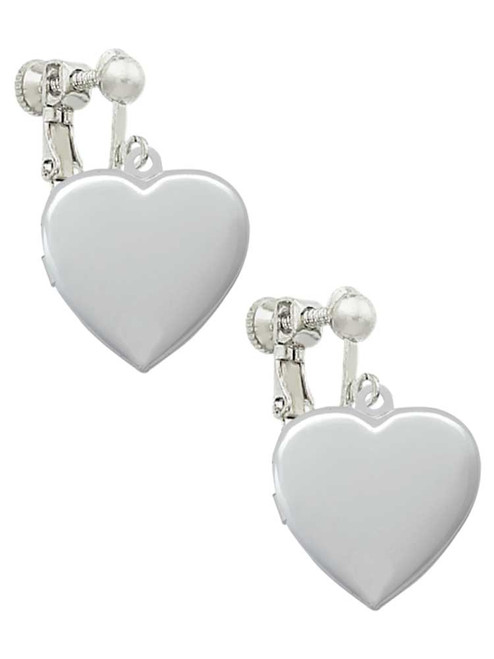 Heart Locket Clip On Earrings