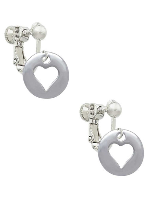 Pebble with Heart Cutout Clip On Earrings