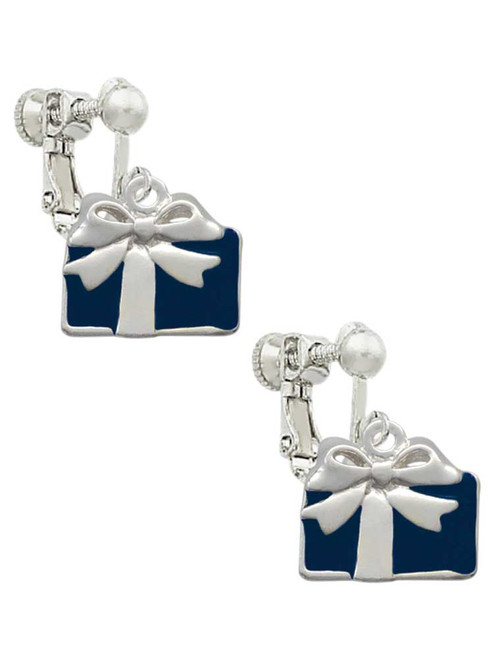 Blue Present Clip On Earrings