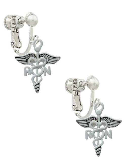 Registered Nurse Caduceus Clip On Earrings