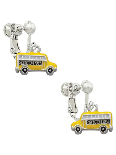 School Bus - Side Clip On Earrings