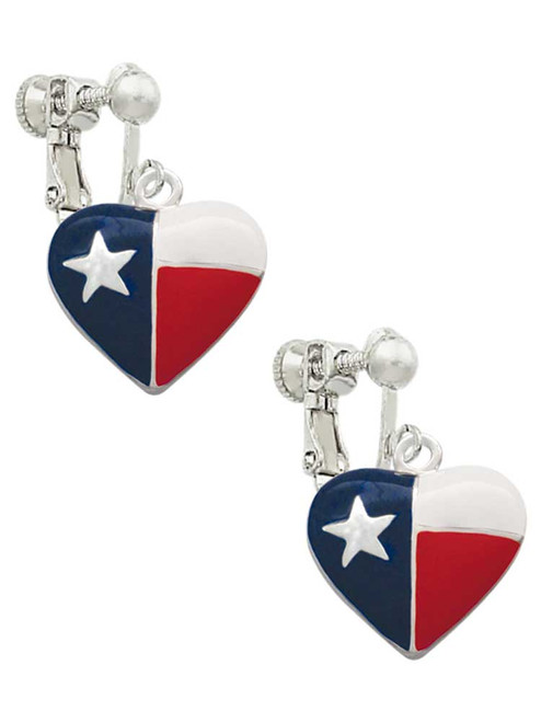 Texas Lone Star Heart Clip On Earrings