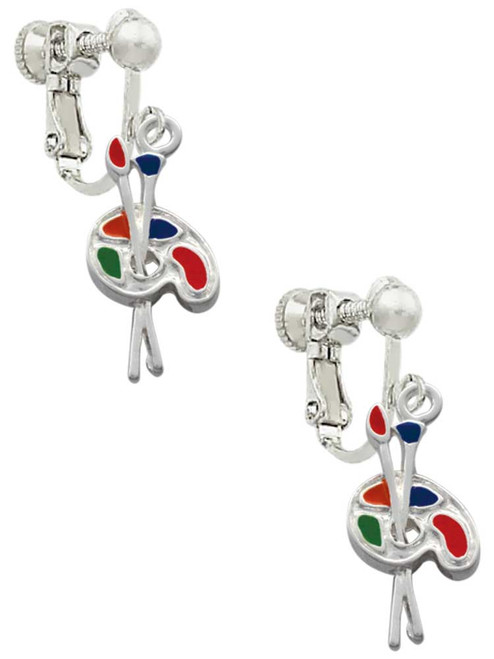 Paint Palette Clip On Earrings