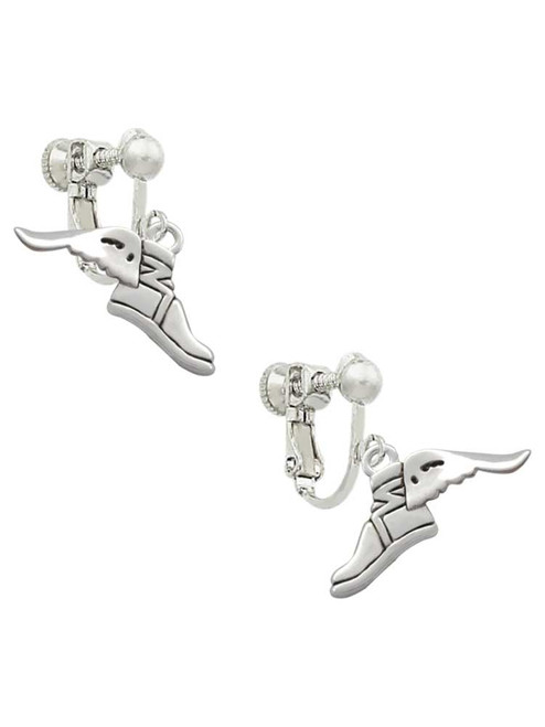 Winged Shoe - Mascot Clip On Earrings