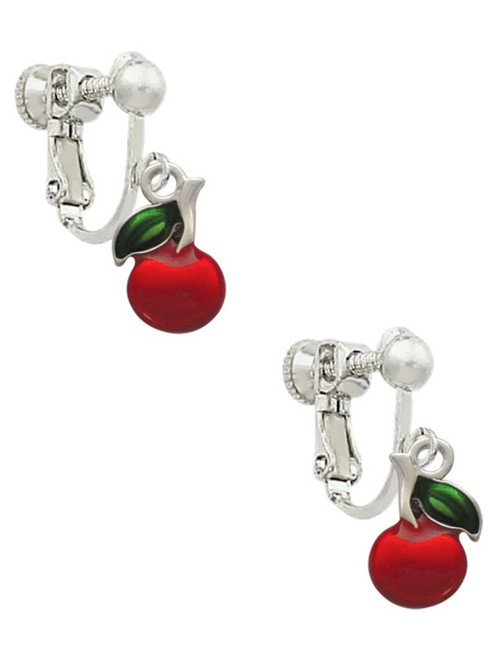 Single Cherry Clip On Earrings