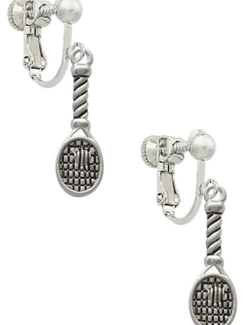 Tennis Racquet Clip On Earrings