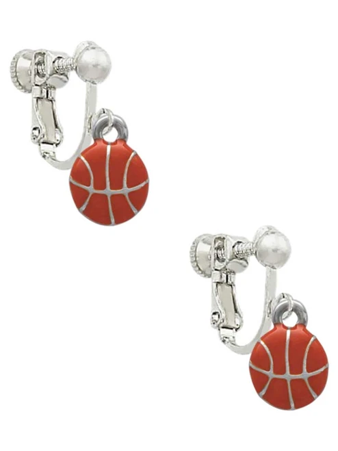 Mini Basketball - Two Sided - Clip On Earrings