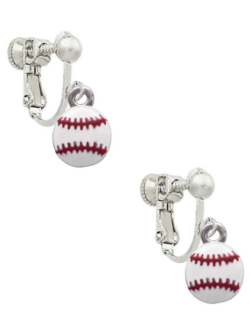 Mini Baseball - Two Sided - Clip On Earrings