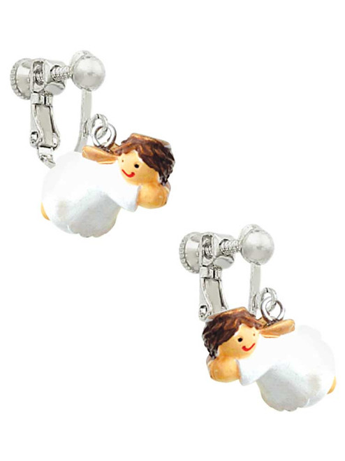 Resin Flying Angel Clip On Earrings