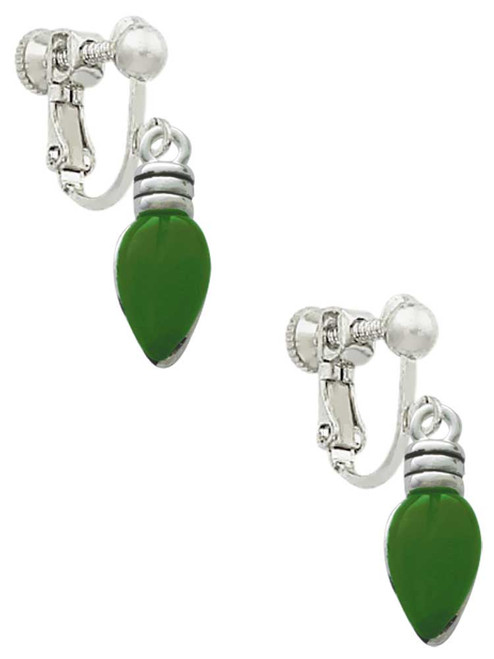 Christmas Lights - Green Resin Clip On Earrings