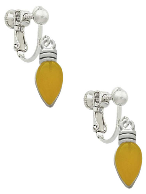 Christmas Lights - Hot Yellow Resin Clip On Earrings