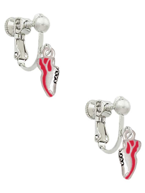Mini Red Running Shoe Clip On Earrings