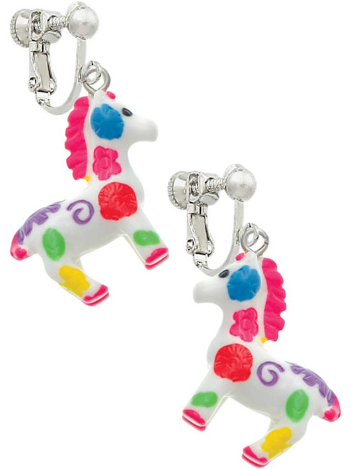 Resin Bright Paint Pony Clip On Earrings