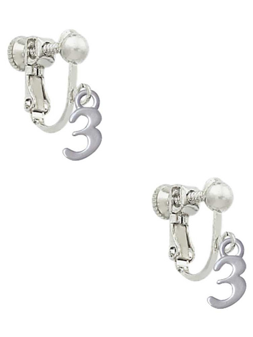 Small Number - 3 - Clip On Earrings