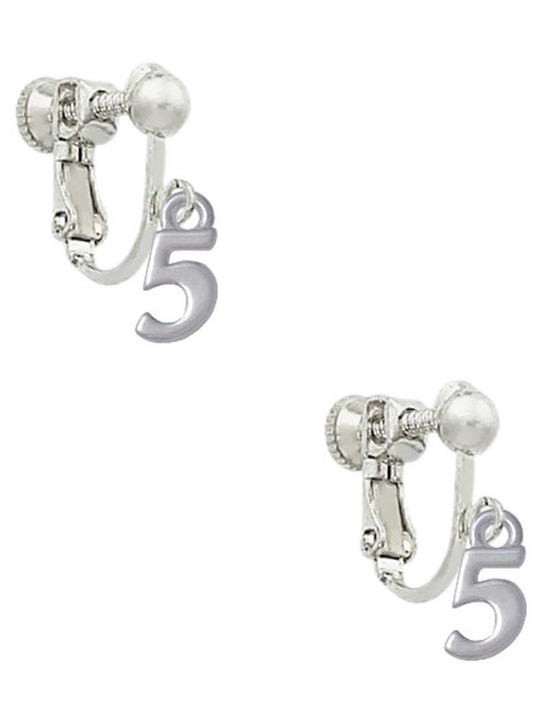 Small Number - 5 - Clip On Earrings