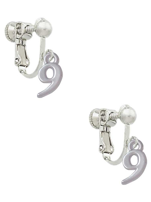 Small Number - 9 - Clip On Earrings