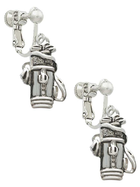 Golf Club Bag Clip On Earrings