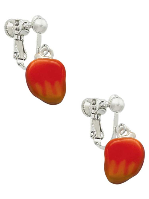 3-D Enamel Mango Clip On Earrings