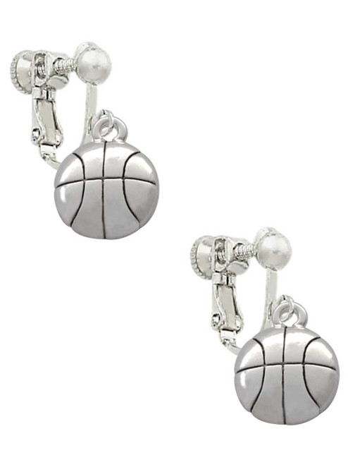 Large Basketball Clip On Earrings