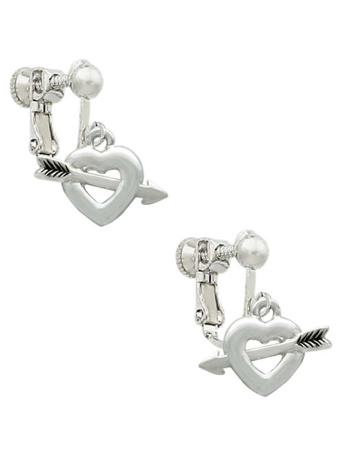 Heart with Arrow Clip On Earrings