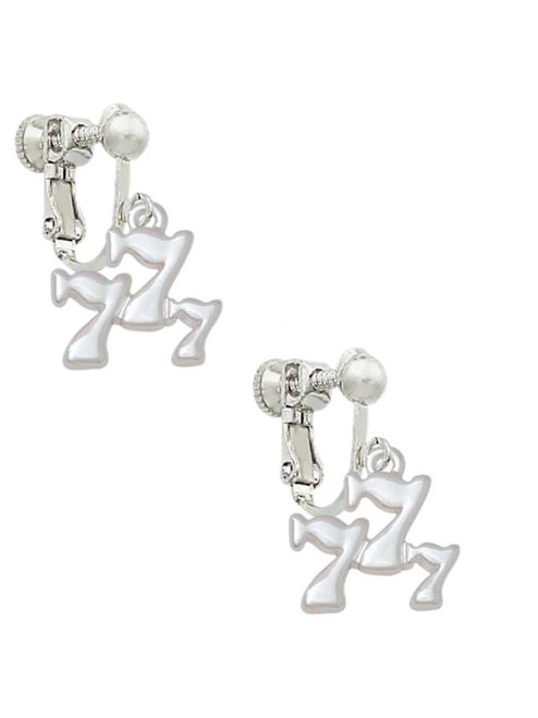 Three Lucky 7s Clip On Earrings