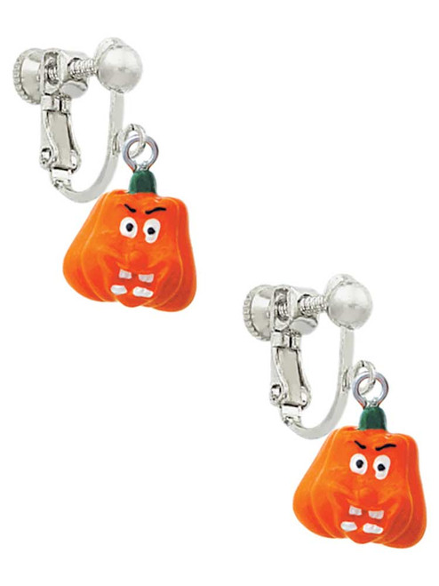 Resin Funny Boo! Pumpkin Clip On Earrings