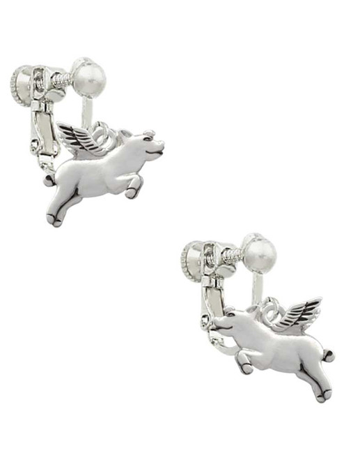 Flying Pig Clip On Earrings