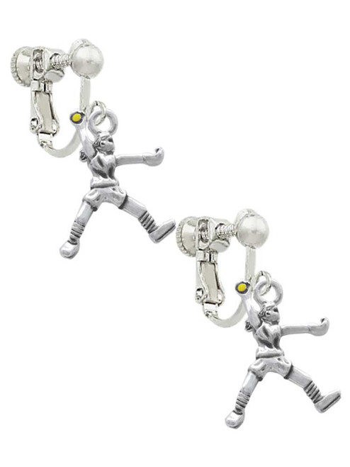 Medium Softball Pitcher Clip On Earrings