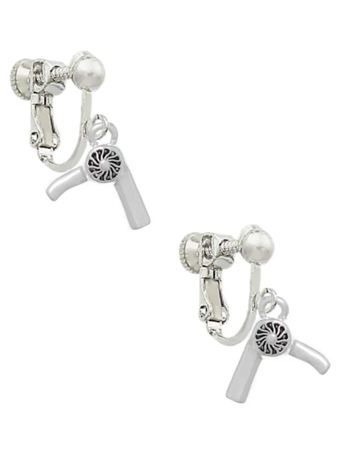 3-D Hair Dryer Clip On Earrings