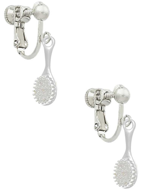 3-D Hair Brush Clip On Earrings