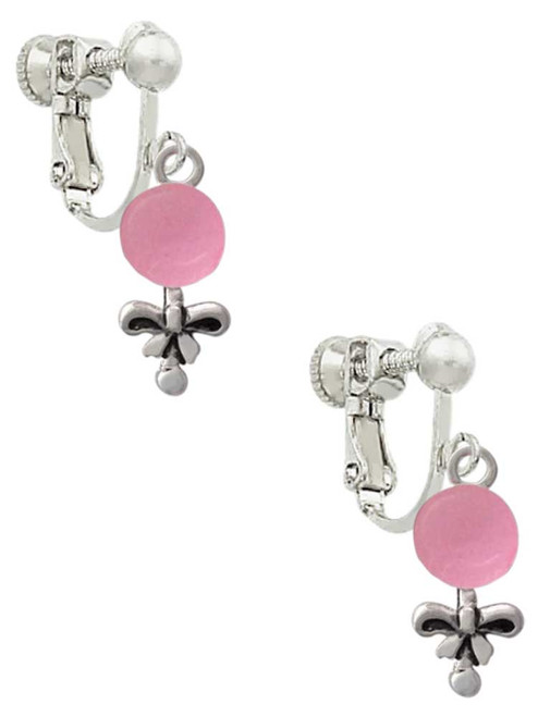 Pink Baby Rattle Clip On Earrings