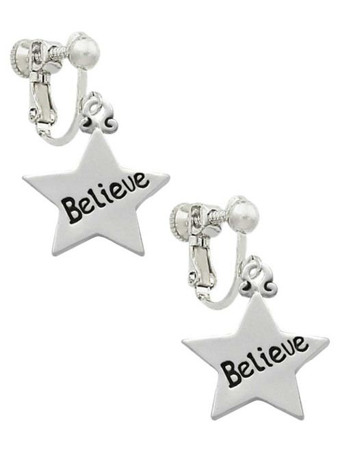 Believe Star Clip On Earrings