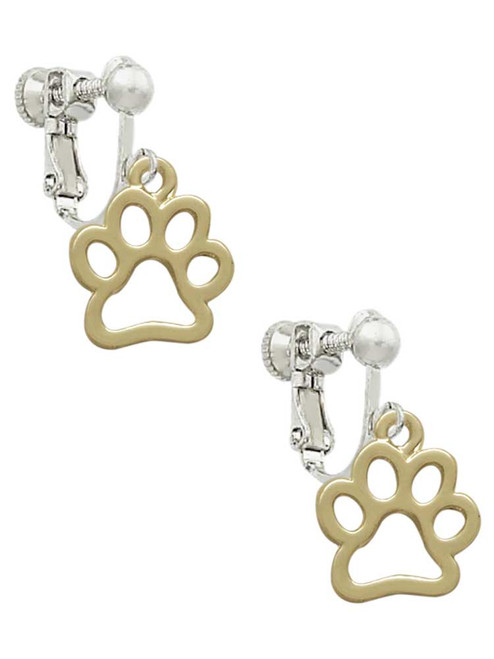 Medium Gold Tone Open Paw Clip On Earrings