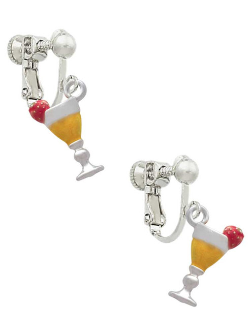 3-D Yellow Tropical Drink Clip On Earrings