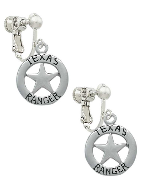 Texas Ranger Badge Clip On Earrings