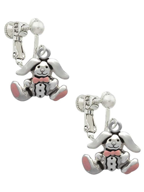 Sitting Bunny with Easter Egg Clip On Earrings