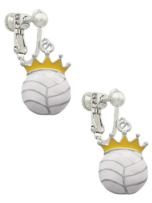 Volleyball - Crown Clip On Earrings
