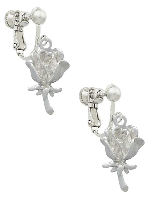 Antiqued Rose Clip On Earrings