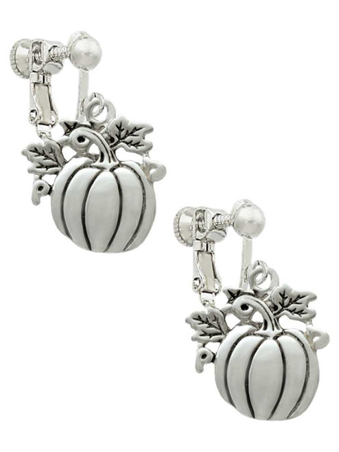 Large Antiqued Pumpkin Clip On Earrings