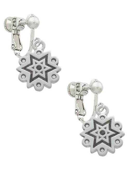 Antiqued Snowflake Clip On Earrings