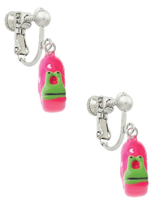 Resin Hot Pink Love Snail Clip On Earrings
