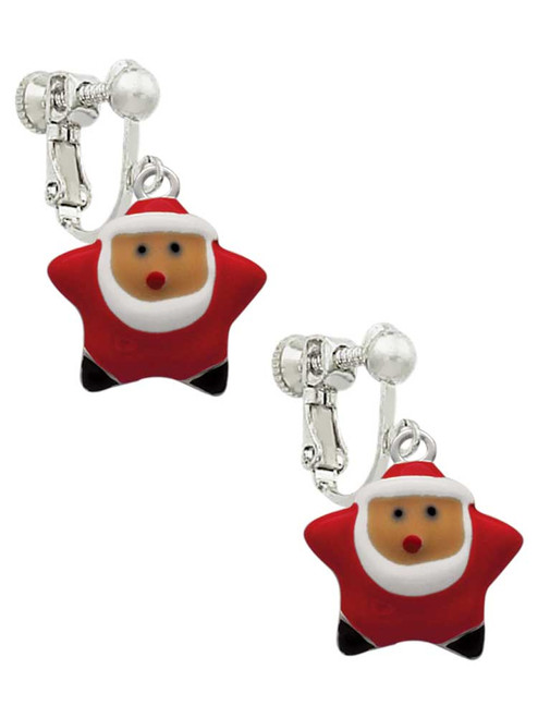 Star Santa Clip On Earrings