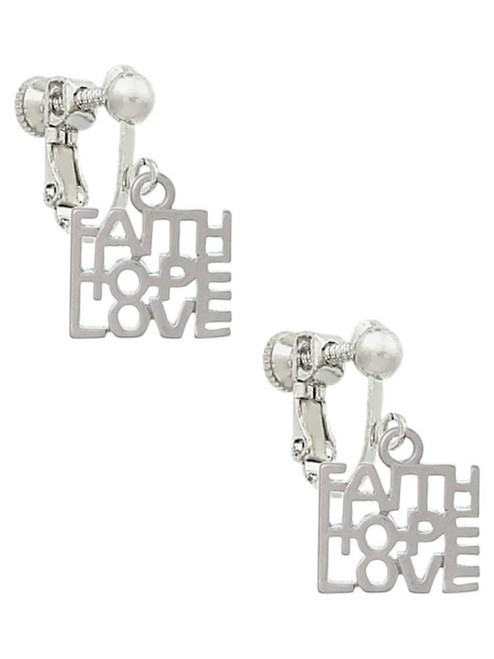 Faith Hope Love Clip On Earrings