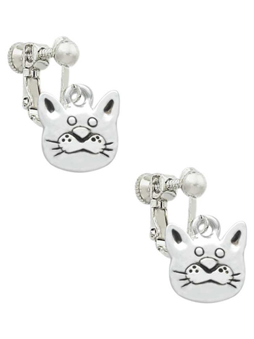 Large Cat Face Clip On Earrings