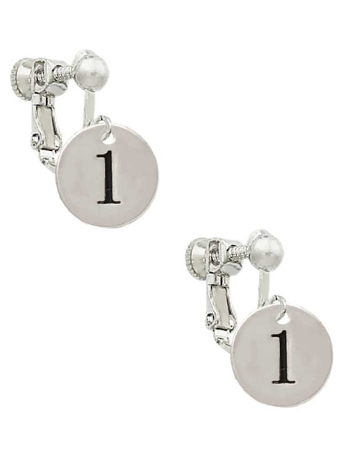 Disc 1/2'' Number - 1 - Clip On Earrings